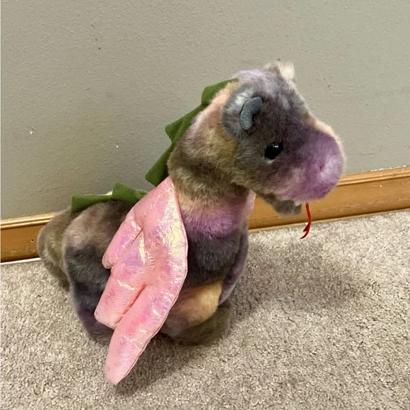 Ty Beanie Buddy “Scorch” the Dragon, 10” Plush - Purple/Pink/Multi (NO Hang Tag) - Picture 2 of 8